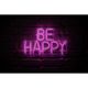 Néon "Be happy" USB rose 39x23.5cm