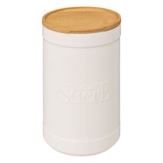 Boîte à sucre céramique blanche et bambou 12.2x19.5x12.2cm