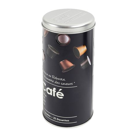 Boîte à café en métal noire mat 11x18cm - Centrakor