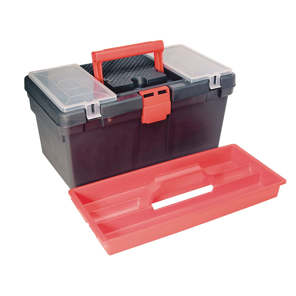 Boite à outils vide plastique noir et rouge 40x19x23cm - Centrakor