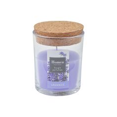 Bougie parfumée bocal verre lavande 7x9x7cm