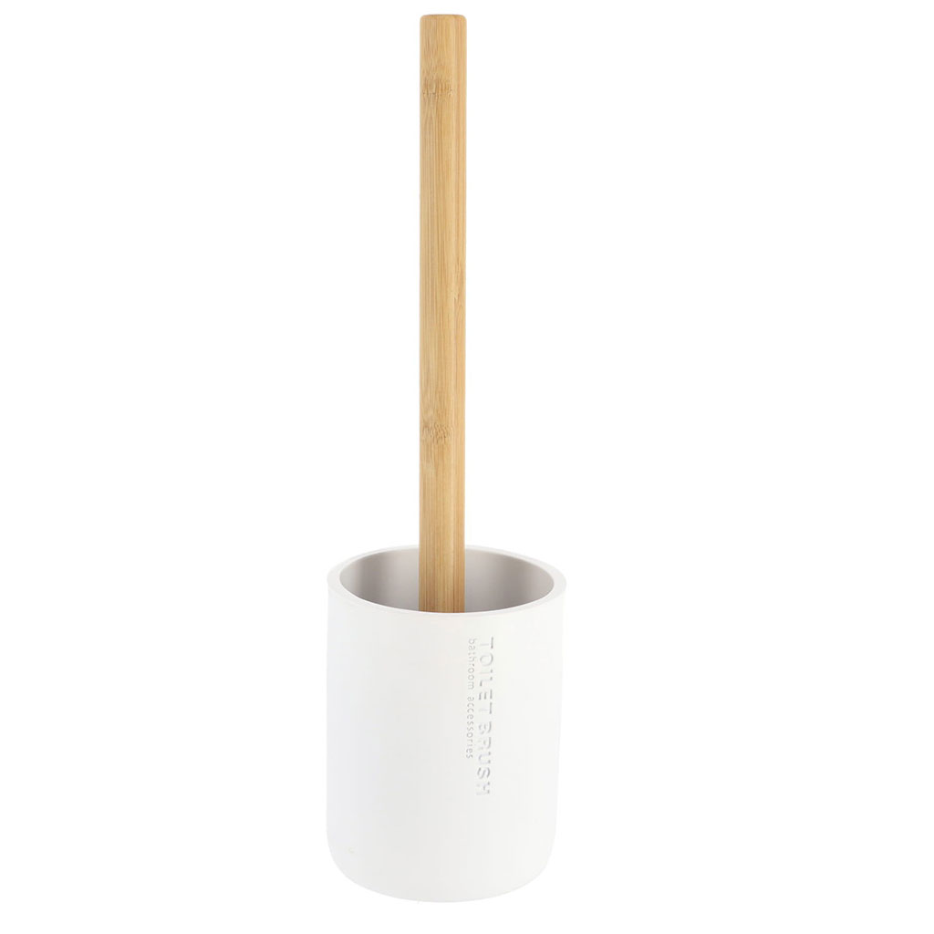 Brosse toilette polyrésine manche bambou blanc 36x10.4cm - Centrakor