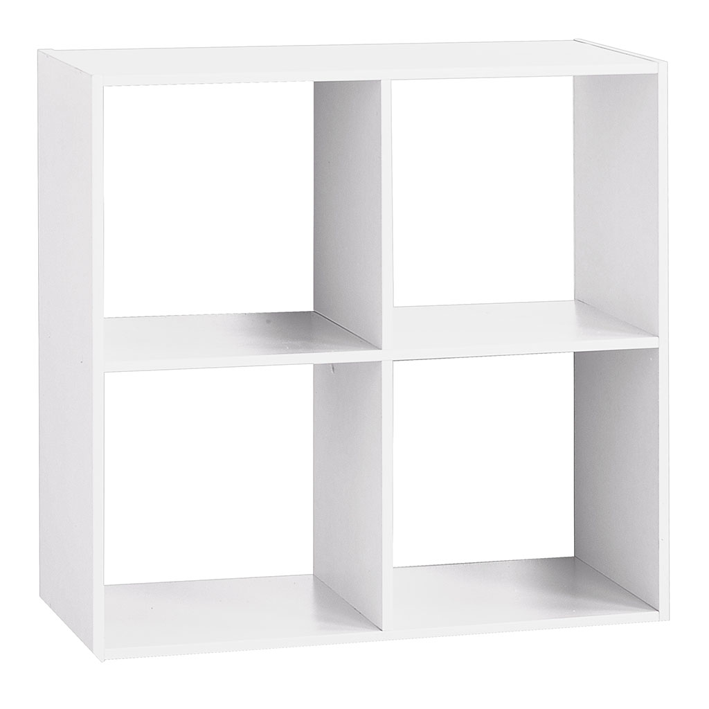 Étagère cube modulable 4 casiers bois blanche 67.5x67.5x32cm