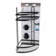 Etagère d'angle de douche 2 paniers métal noir 20x39x20cm