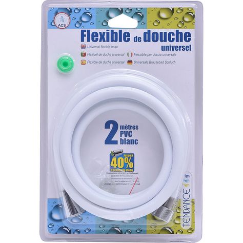 Acheter Flexible de douche 2m en PVC blanc avec économiseur d'eau
