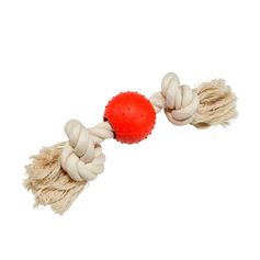 Jouet en corde et balle en plastique rouge 5x27cm