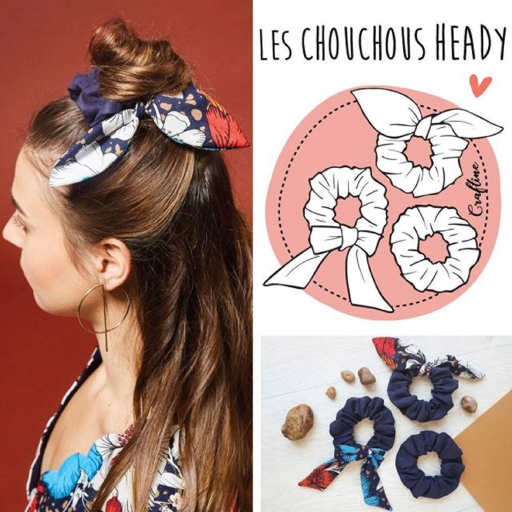 Kit de couture DIY : chouchous pour les cheveux ou scrunchie.