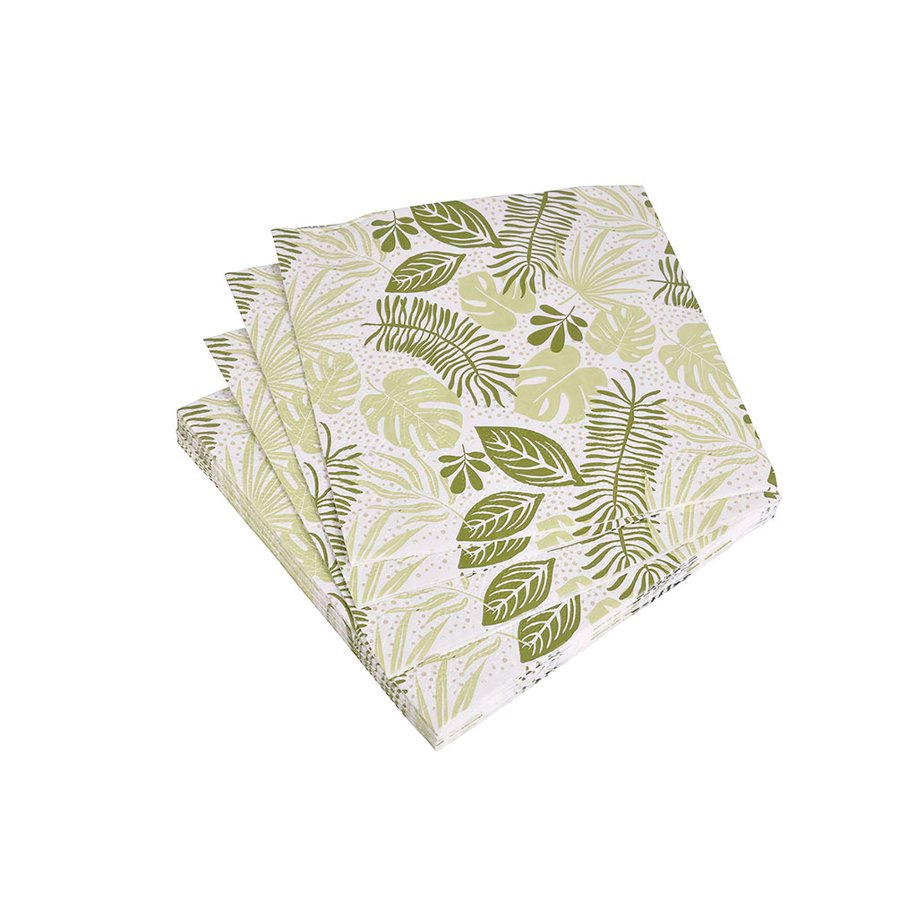 Lot de 20 serviettes décoratives Eucalyptus Vert 33 x 33 cm - Lot de 20  serviettes de table respectueuse de l'environnement avec décor, couleurs à
