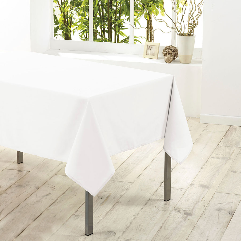 Nappe rectangulaire PLUMETTE polyester blanc 140x240cm - Centrakor