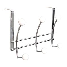 Patère de porte métal 6 crochets céramique blanc 26x19x12cm