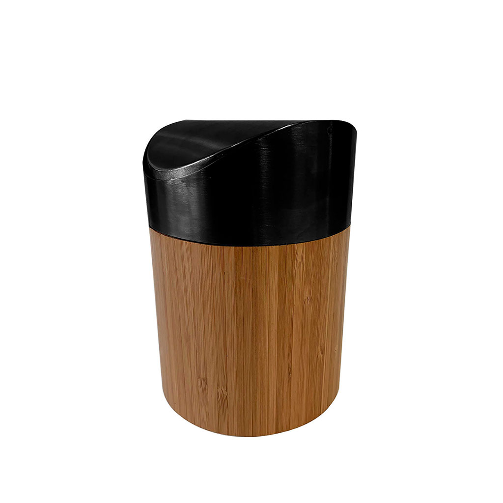 Poubelle de salle de bain bambou noir 5L - Centrakor