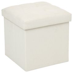 Pouf de rangement polyester beige 38x38cm