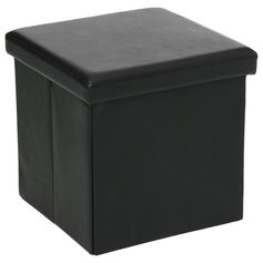 Pouf de rangement PVC noir 38x38cm