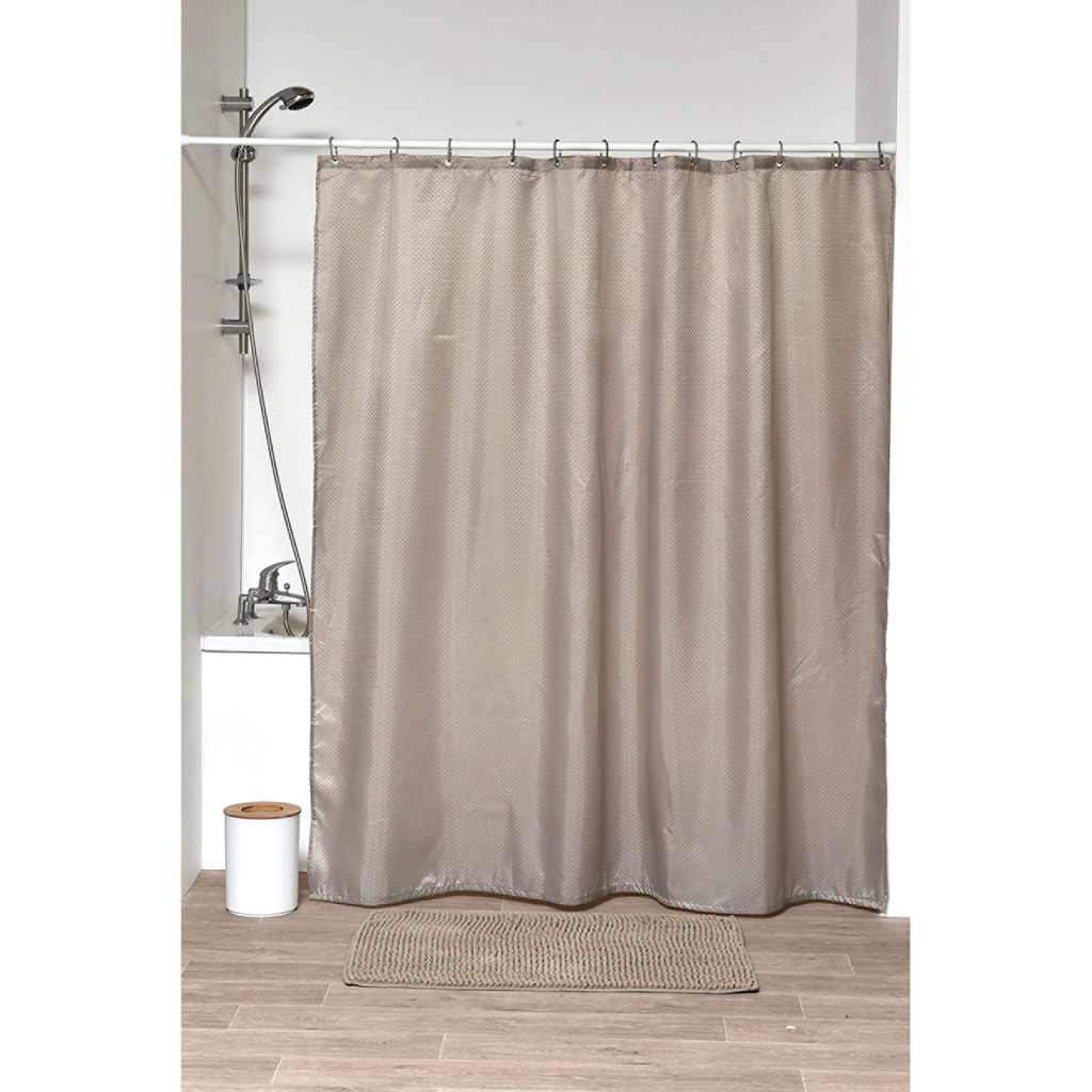 Rideau de douche en polyester/coton gris à texture gauffrée 71 x 71 po Moda  at Home 205803-GRY
