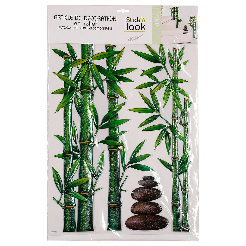 Sticker mural décoratif bambu et plantes