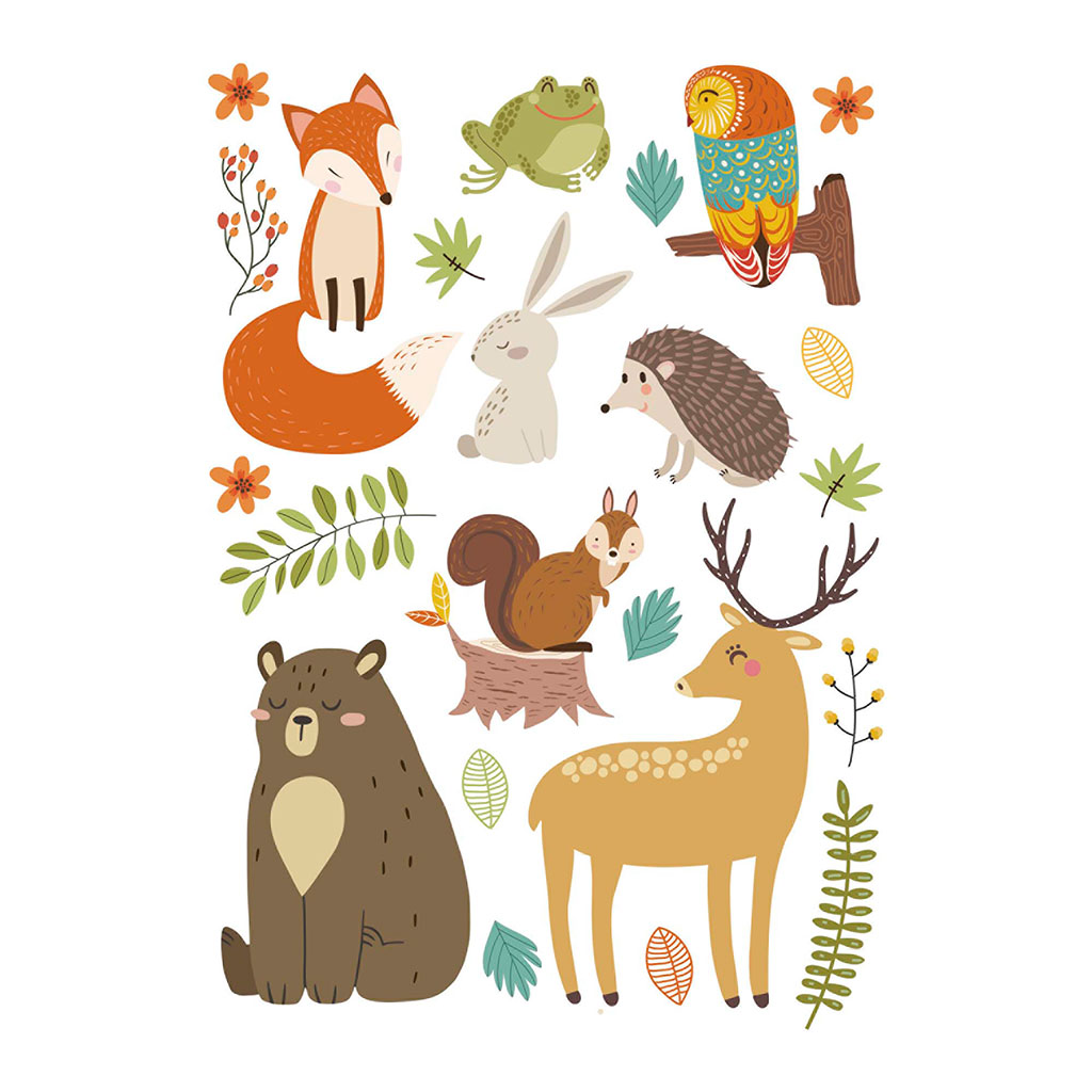 Stickers Muraux Animaux de la Forêt pour Chambres d'Enfants