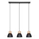 Luminaire 3 suspensions DESY métal noir 64x100cm