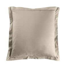 Taie d'oreiller carrée à volant coton 57 fils beige 63x63cm