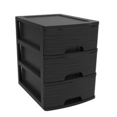 Tour de rangement plastique 3 tiroirs format A4 noir STONE
